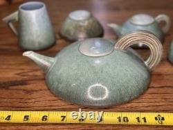 Unique RARE Vintage Dianne Searle Signed Studio Pottery Tea Set Turquoise Glaze