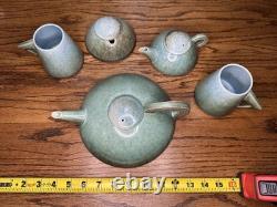 Unique RARE Vintage Dianne Searle Signed Studio Pottery Tea Set Turquoise Glaze