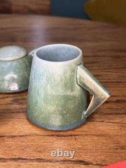 Unique RARE Vintage Dianne Searle Signed Studio Pottery Tea Set Turquoise Glaze