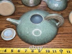 Unique RARE Vintage Dianne Searle Signed Studio Pottery Tea Set Turquoise Glaze