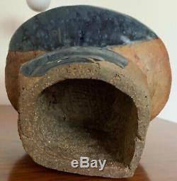 Unique Vintage 60s Hand Crafted Studio Pottery Stoneware Vase Mid Century Modern