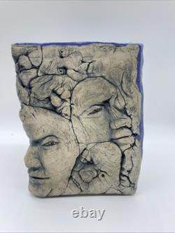 Unique Vintage Signed Batson Studio Pottery Anthropomorphic Face Sculpture Vase