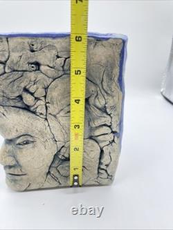 Unique Vintage Signed Batson Studio Pottery Anthropomorphic Face Sculpture Vase