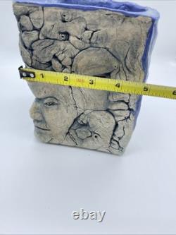 Unique Vintage Signed Batson Studio Pottery Anthropomorphic Face Sculpture Vase