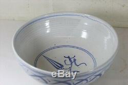 Ursula Mommens A Large Vintage British Studio Pottery Bowl Blue & White