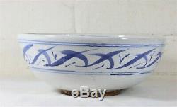 Ursula Mommens A Large Vintage British Studio Pottery Bowl Blue & White