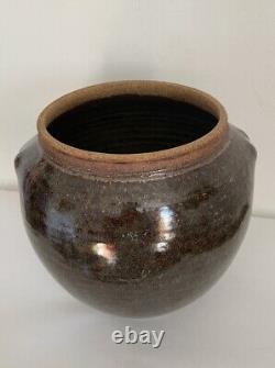 VERNE FUNK Studio Art Pottery Stoneware Vase Metallic Luster Oxblood Glaze OOAK