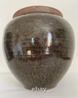 VERNE FUNK Studio Art Pottery Stoneware Vase Metallic Luster Oxblood Glaze OOAK