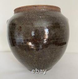 VERNE FUNK Studio Art Pottery Stoneware Vase Metallic Luster Oxblood Glaze OOAK