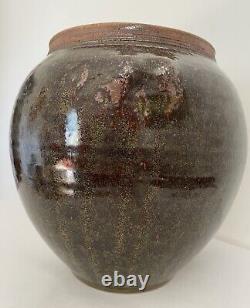 VERNE FUNK Studio Art Pottery Stoneware Vase Metallic Luster Oxblood Glaze OOAK