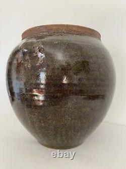 VERNE FUNK Studio Art Pottery Stoneware Vase Metallic Luster Oxblood Glaze OOAK