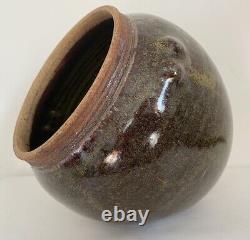 VERNE FUNK Studio Art Pottery Stoneware Vase Metallic Luster Oxblood Glaze OOAK