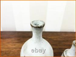 VINTAGE 2 x ANDREW DAVIDSON STUDIO POTTERY BOTTLE VASE CERAMIC BRITISH ART