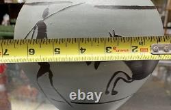 VINTAGE ABSTRACT FIGURES MID CENTURY SIGNED STUDIO POTTERY VASE BY YIRI Yuri