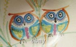 VINTAGE BETTY McLAREN AUSTRALIAN STUDIO POTTERY HAND PAINTED OWL BOWL SIGNED