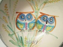 VINTAGE BETTY McLAREN AUSTRALIAN STUDIO POTTERY HAND PAINTED OWL BOWL SIGNED