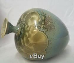 VINTAGE CRYSTALLINE Studio Art Signed Pottery Vase California