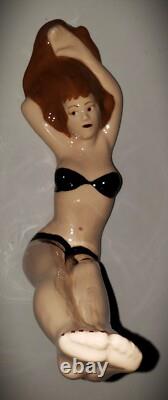 VINTAGE Dorothy Kindell Pottery Studio Bikini Lady Pin-Up Porcelain Wall Hanger