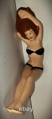 VINTAGE Dorothy Kindell Pottery Studio Bikini Lady Pin-Up Porcelain Wall Hanger