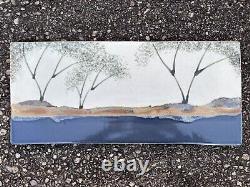 VINTAGE Highly-Stylized STUDIO POTTERY Landscape PLATTER Signed LANE 20 1/4x9