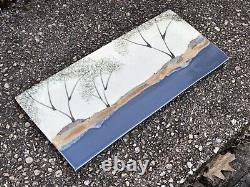 VINTAGE Highly-Stylized STUDIO POTTERY Landscape PLATTER Signed LANE 20 1/4x9