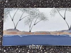 VINTAGE Highly-Stylized STUDIO POTTERY Landscape PLATTER Signed LANE 20 1/4x9