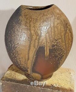 VINTAGE JACK TROY 1990s WOOD-FIRED ALTERED VASE AND BOOK AMERICAN STUDIO POTTERY