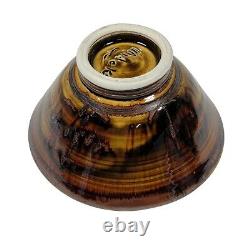 VINTAGE Louis Mideke 5.75 Bowl Studio Pottery Splash Glaze Asian Inspired MCM