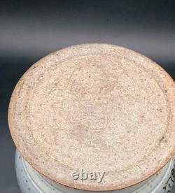 VINTAGE MID CENTURY STUDIO POTTERY JOEL EDWARDS LG POTTERY JAR With LID
