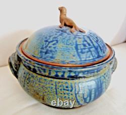 VINTAGE One-of-a-Kind Studio Art Pottery Lidded Tureen, Signed