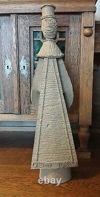 VINTAGE STUDIO ART POTTERY CLAY FEMALE CANDLESTICK SIGNED 20.5 tall RUSSIA