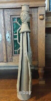 VINTAGE STUDIO ART POTTERY CLAY FEMALE CANDLESTICK SIGNED 20.5 tall RUSSIA