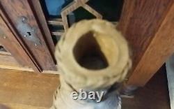 VINTAGE STUDIO ART POTTERY CLAY FEMALE CANDLESTICK SIGNED 20.5 tall RUSSIA