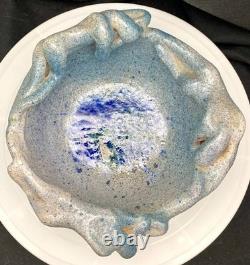VINTAGE STUDIO POTTERY EMBOSSED THREE WOMEN BODY ART GLASS GEODE BOWL 9, c1980