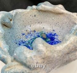 VINTAGE STUDIO POTTERY EMBOSSED THREE WOMEN BODY ART GLASS GEODE BOWL 9, c1980