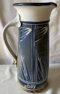 VINTAGE STUDIO POTTERY, SIGNED JIM STEWART, Utah Artist, Large Pitcher, 11 Tall