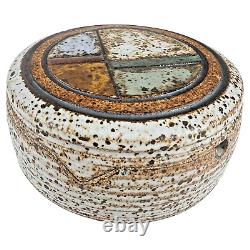VTG 1970s J. Wells Studio Pottery Lidded Ashtray Signed MCM Speckled Stoneware