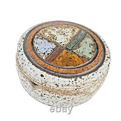 VTG 1970s J. Wells Studio Pottery Lidded Ashtray Signed MCM Speckled Stoneware