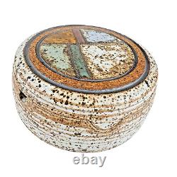 VTG 1970s J. Wells Studio Pottery Lidded Ashtray Signed MCM Speckled Stoneware