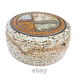 VTG 1970s J. Wells Studio Pottery Lidded Ashtray Signed MCM Speckled Stoneware