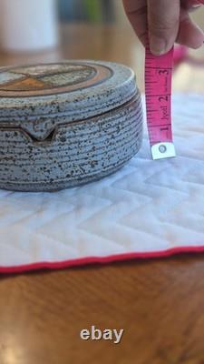 VTG 1970s J. Wells Studio Pottery Lidded Ashtray Signed MCM Speckled Stoneware