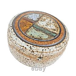 VTG 1970s J. Wells Studio Pottery Lidded Ashtray Signed MCM Speckled Stoneware