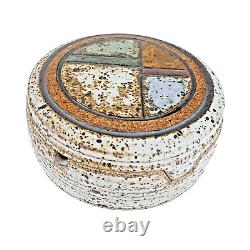 VTG 1970s J. Wells Studio Pottery Lidded Ashtray Signed MCM Speckled Stoneware