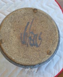 VTG 1970s J. Wells Studio Pottery Lidded Ashtray Signed MCM Speckled Stoneware