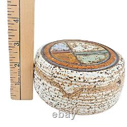 VTG 1970s J. Wells Studio Pottery Lidded Ashtray Signed MCM Speckled Stoneware