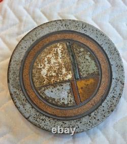 VTG 1970s J. Wells Studio Pottery Lidded Ashtray Signed MCM Speckled Stoneware