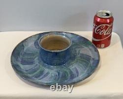 VTG 1990 Alan Ward Art Studio Pottery Chip & Dip Platter 11 Diameter Va, USA