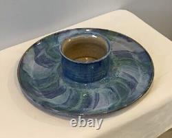 VTG 1990 Alan Ward Art Studio Pottery Chip & Dip Platter 11 Diameter Va, USA