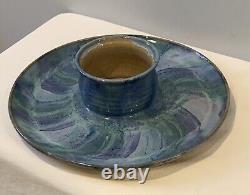 VTG 1990 Alan Ward Art Studio Pottery Chip & Dip Platter 11 Diameter Va, USA