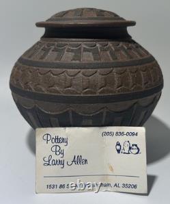 VTG 1992 Larry Allen Studio Pottery Covered Vessel Artist Signed Vase 5.75